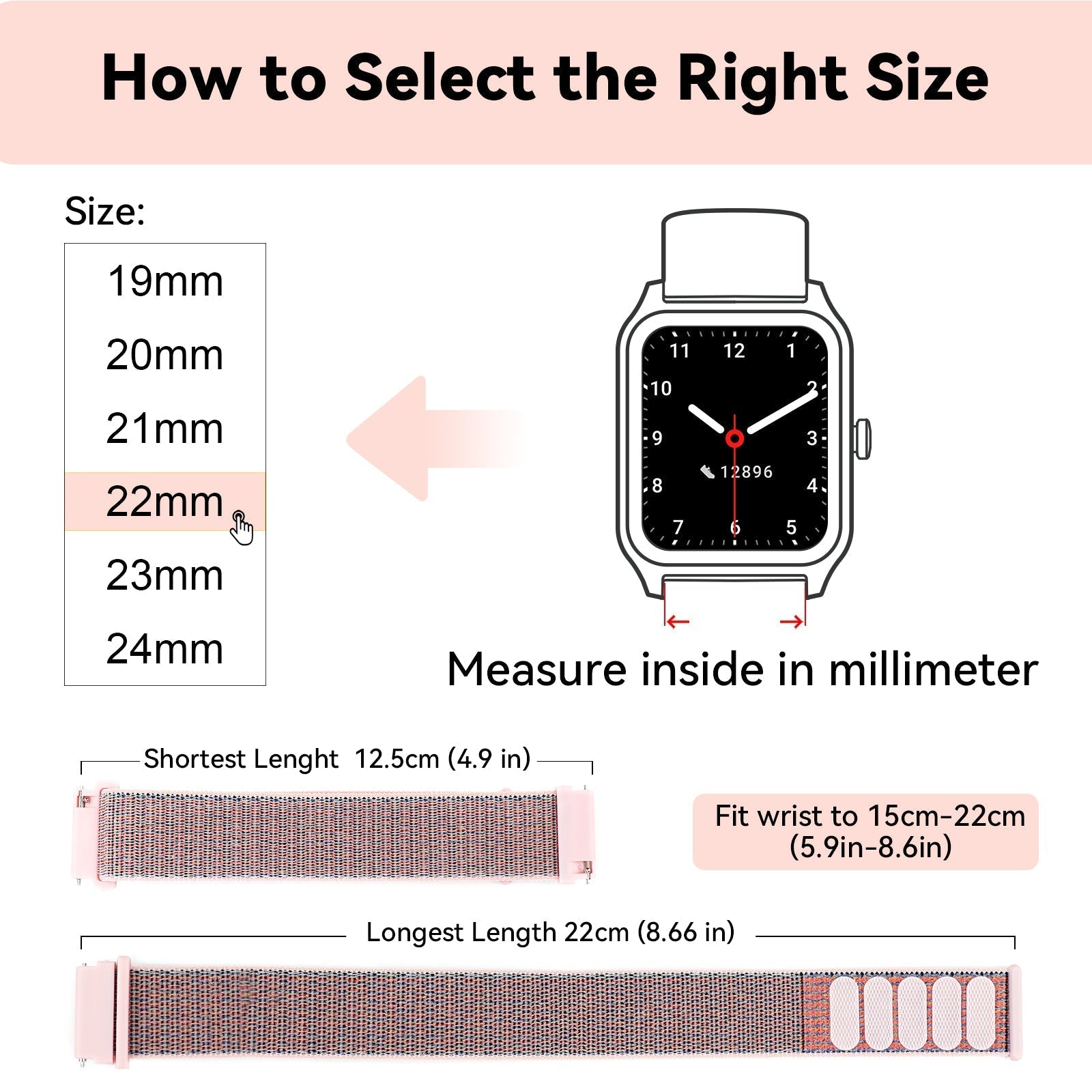 Fitpolo Soft Nylon Sport Strap Replacement band 18mm 20mm 22mm Option4(Free shipping for 2 or more watch straps)