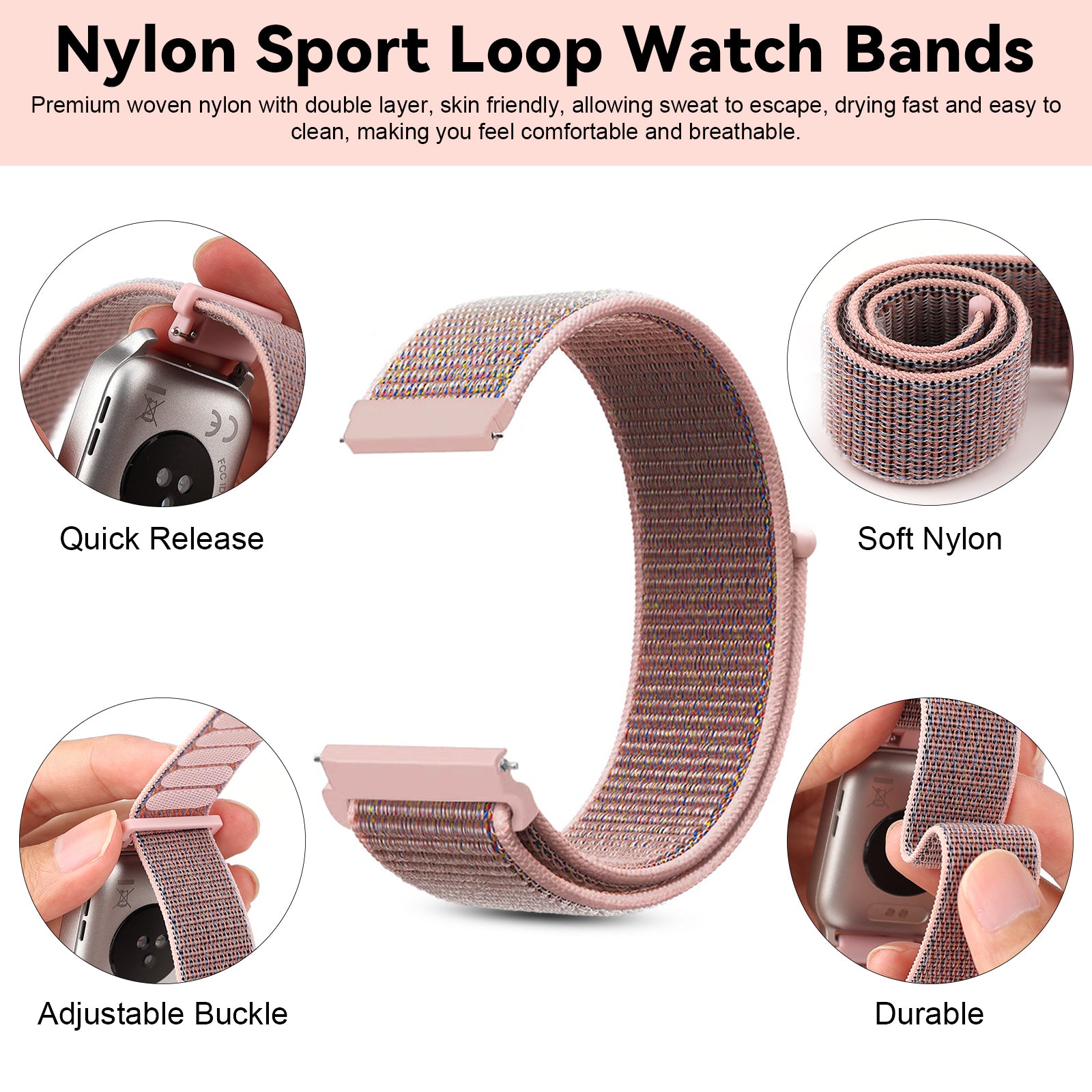Fitpolo Soft Nylon Sport Strap Replacement band 18mm 20mm 22mm(Free shipping for 2 or more watch straps)