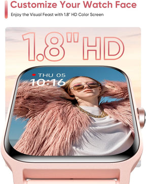 Fitpolo IDW13 Smart Watch for Women, 1.8" HD, Alexa, Bluetooth Call, IP68, Health & Sports Tracker.