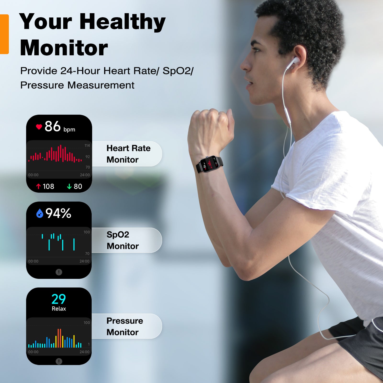 Fitness tracker with heart rate monitor