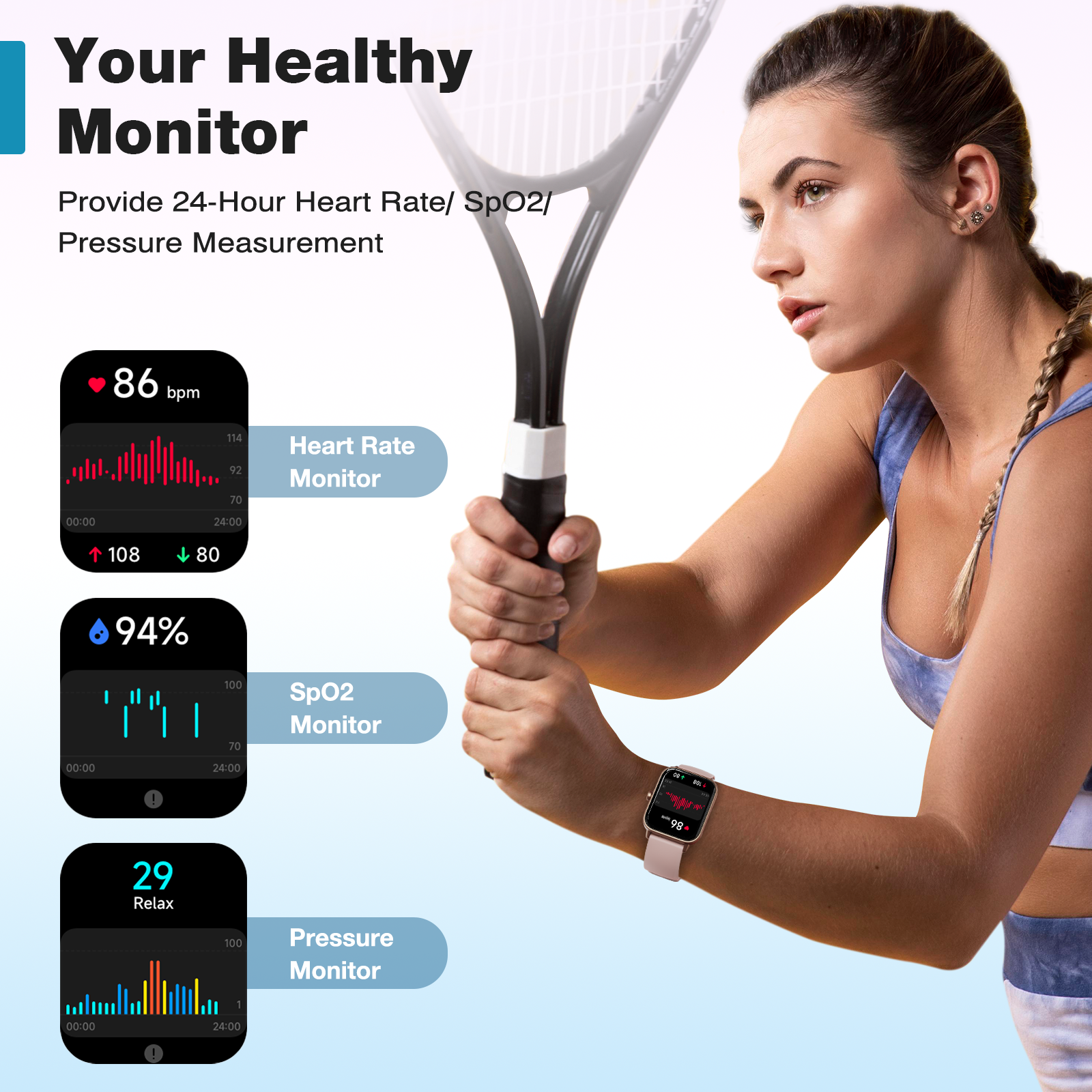 Fitness tracker with heart rate monitor