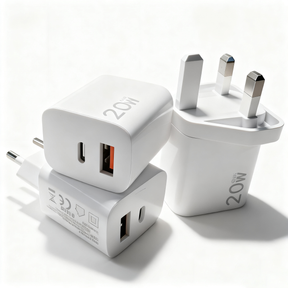 20W Dual-Port USB-A + USB-C Fast Charger Plug