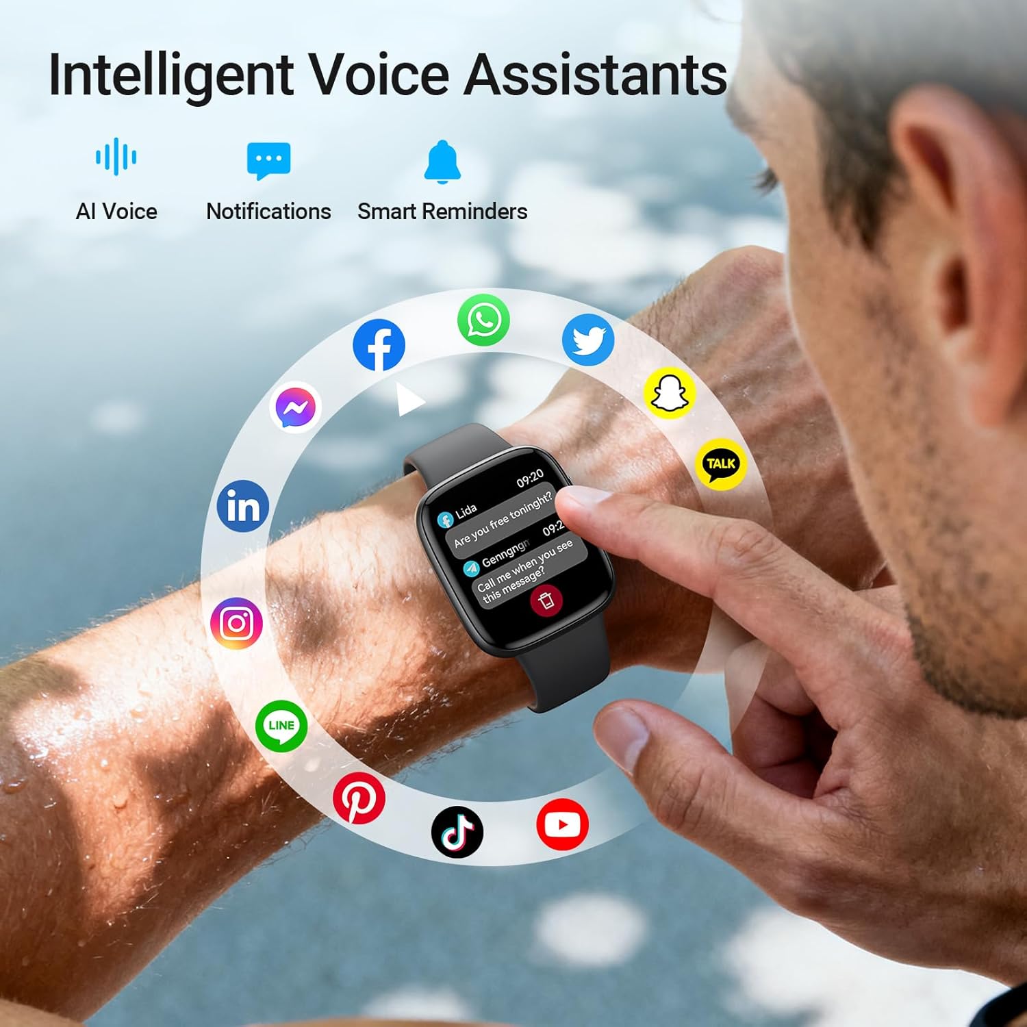 Fitpolo Smart Watch 1.85" AMOLED Fitness Tracker with Bluetooth Call