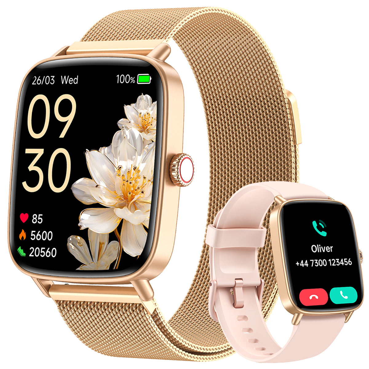 Fitpolo IDW28 1.85" HD Screen Fitness Watch with SpO2 Heart Rate Sleep Monitor, Smart Watches 100+ Sport IP68 Waterproof, Step Counter Ladies Smartwatch for iOS Android
