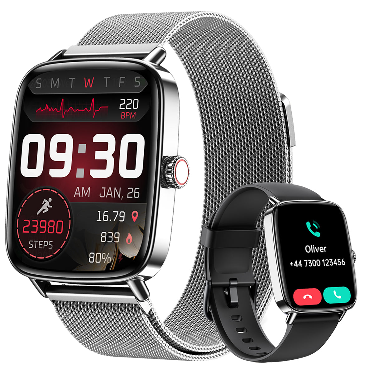 Fitpolo IDW28 1.85" HD Screen Fitness Watch with SpO2 Heart Rate Sleep Monitor, Smart Watches 100+ Sport IP68 Waterproof, Step Counter Ladies Smartwatch for iOS Android