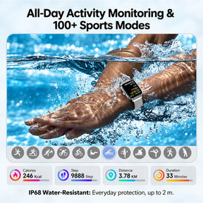 Fitpolo IDW28 1.85" HD Screen Fitness Watch with SpO2 Heart Rate Sleep Monitor, Smart Watches 100+ Sport IP68 Waterproof, Step Counter Ladies Smartwatch for iOS Android