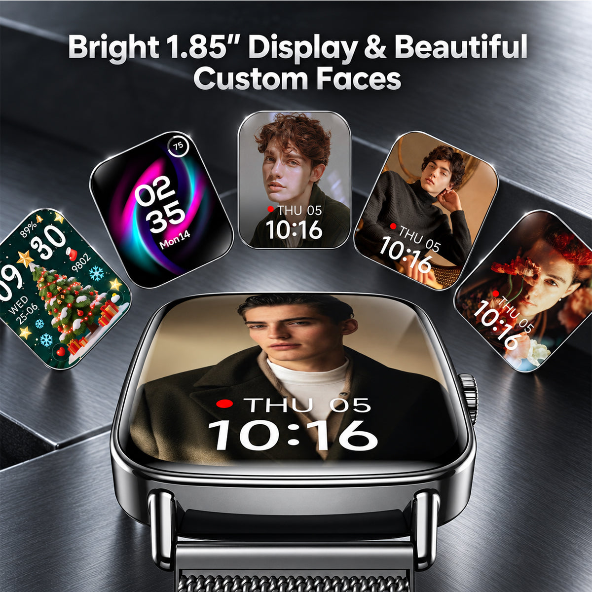 Fitpolo IDW28 1.85" HD Screen Fitness Watch with SpO2 Heart Rate Sleep Monitor, Smart Watches 100+ Sport IP68 Waterproof, Step Counter Ladies Smartwatch for iOS Android