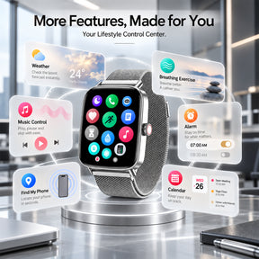 Fitpolo IDW28 1.85" HD Screen Fitness Watch with SpO2 Heart Rate Sleep Monitor, Smart Watches 100+ Sport IP68 Waterproof, Step Counter Ladies Smartwatch for iOS Android