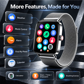 Fitpolo IDW28 1.85" HD Screen Fitness Watch with SpO2 Heart Rate Sleep Monitor, Smart Watches 100+ Sport IP68 Waterproof, Step Counter Ladies Smartwatch for iOS Android