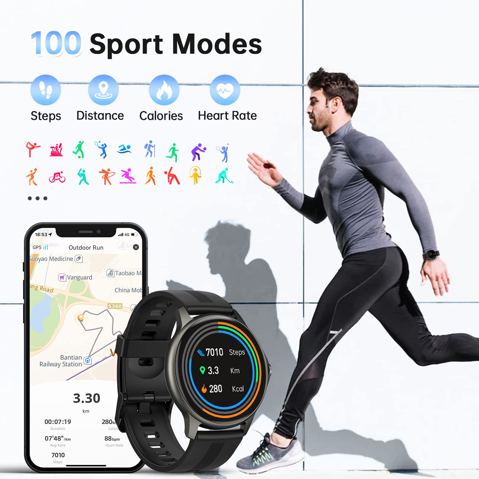 Fitpolo Smartwatch LW51（USE CODE:LW51 to get $57 off）