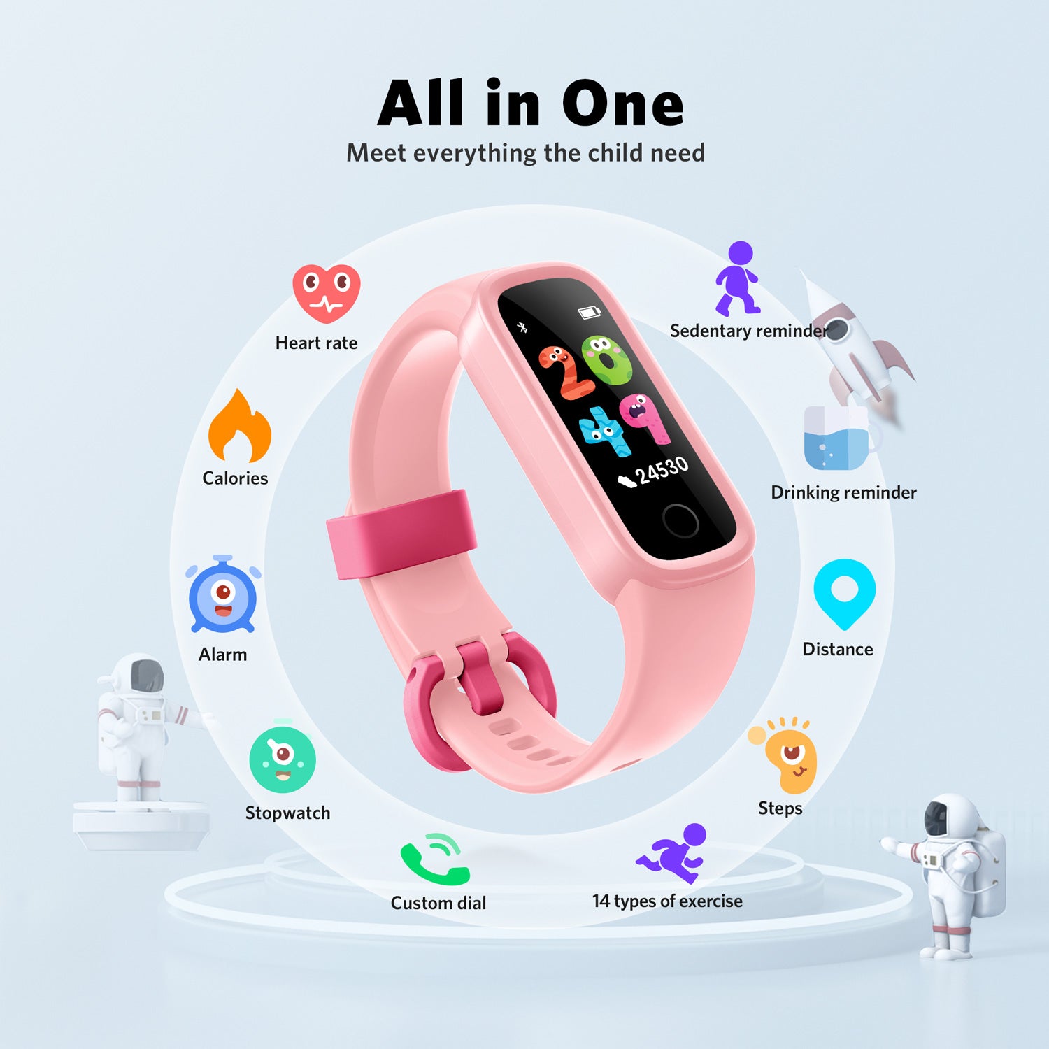 Fitpolo Fitness Tracker For Kids-Pink